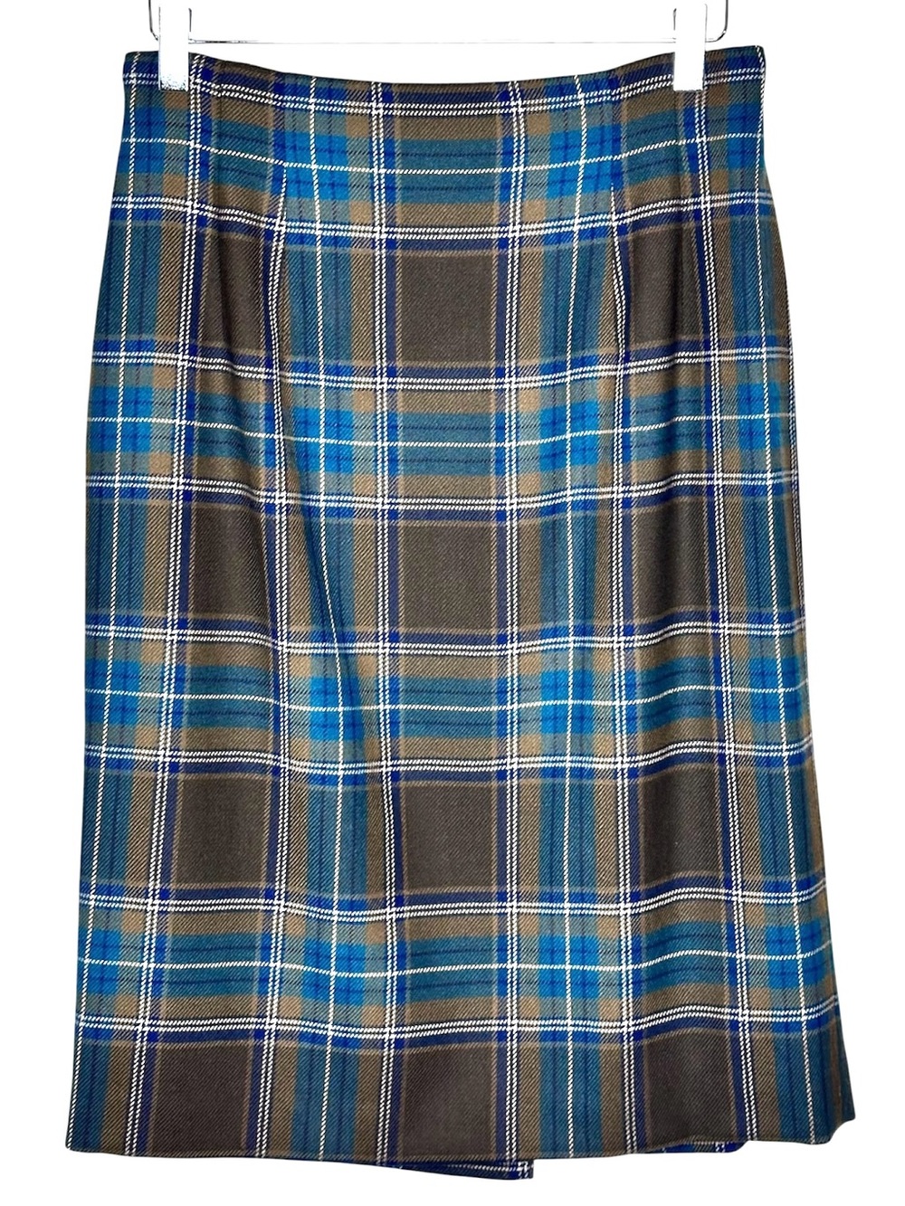 Vintage Charter Club Wool Plaid Pencil Skirt Fits Size 6 Brown Dark Academia USA